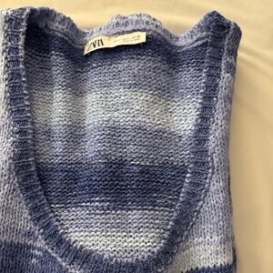 Zara Blue Gradient V-Neck Sweater